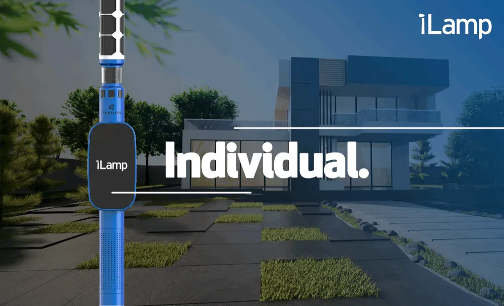 iLamp moving gif, showing the pole and the messaging "Independent, Individual, Intelligent"