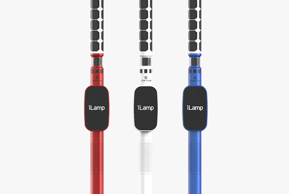 Smart streetlights or iLamps in red white and blue