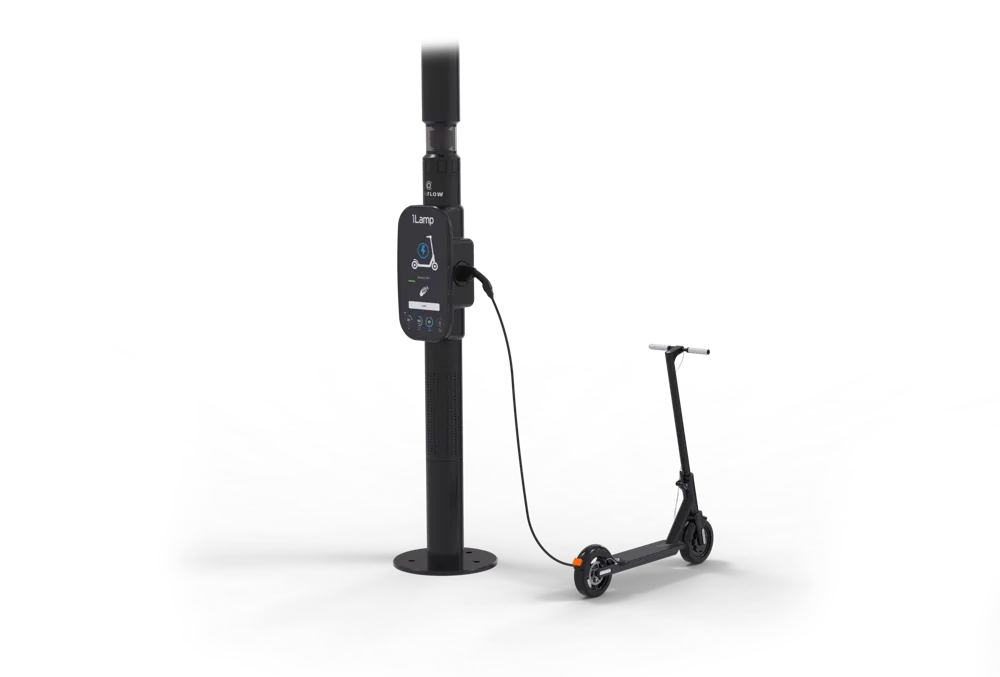 iLamp smart streetlight charging an electric scooter